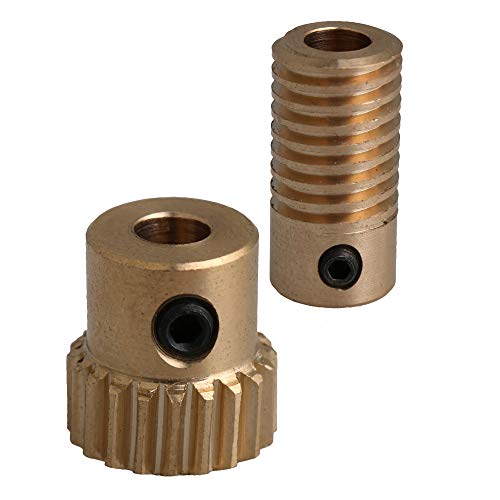 CNBTR 5mm Bore Hole Diameter Brass Worm Gear Shaft with 20 Teeth Worm Wheel 0.5 Modulus Set Drive Gear Box Shaft