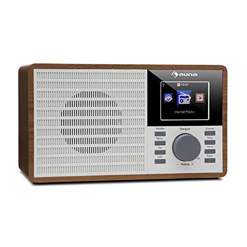 auna IR-160 Internet Radio - Radio Alarm, Digital Radio, WLAN, MP3/WMA-compatible USB Port, AUX, Alarm Clock, Music Streaming via UPnP, 2.8' TFT Color Display, Retro Look, Remote Control, Brown