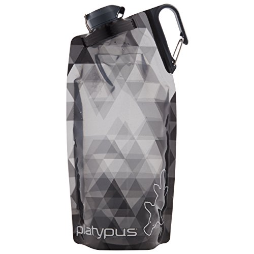 Platypus DuoLock SoftBottle Collapsible Water Bottle, Gray Prisms, 1.0-Liter