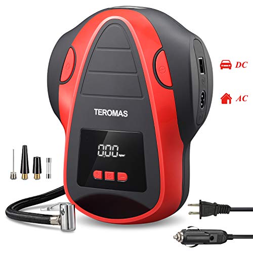 TEROMAS Tire Inflator Air Compressor, Portable DC/AC Air Pump for Car Tires 12V DC and Other Inflatables at Home 110V AC, Digital Electric Tire Pump with Pressure Gauge