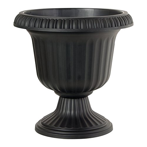 Garden Treasures 18.75-in H x 19-in W x 19-in D Black Indoor/Outdoor Urn