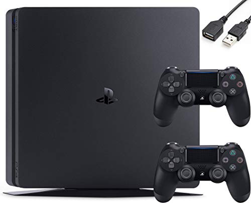 Sony PlayStation 4 PS4 Slim 1TB Gaming Console : FHD High Dynamic Range (HDR) Parental Control Capability Blu-Ray Player Bluetooth Wi-Fi HDMI Black (Two Controllers Included + iCarp USB Extension)