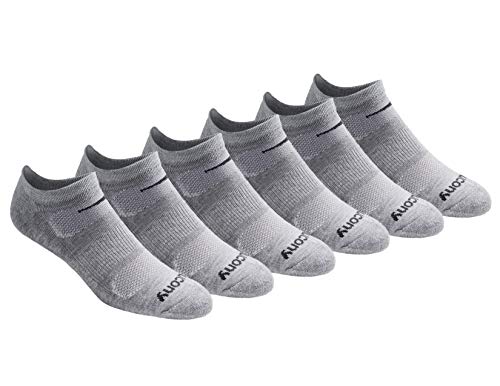 Saucony Men's Multi-Pack Mesh Ventilating Comfort Fit Performance No-Show Socks, Grey Basic (6 Pairs), Shoe Size: 8-12