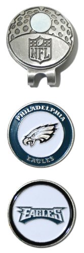 Team Golf NFL Philadelphia Eagles Golf Cap Clip with 2 Removable Double-Sided Enamel Magnetic Ball Markers, Attaches Easily to Hats,Multi