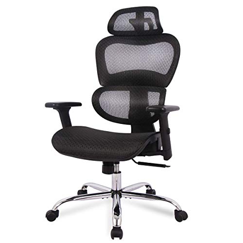 Office Chair, Ergonomics Mesh Chair Computer Chair Desk Chair High Back Chair w/Adjustable Headrest and Armrest