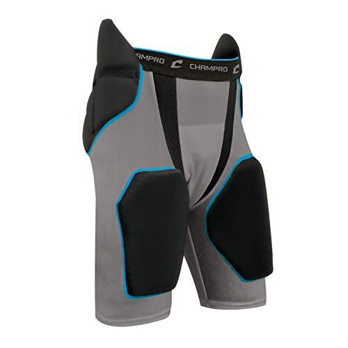 Champro Tri-Flex Integrated Football Girdle with built in Hip-Tail and Thigh Pads ADULT BLACK LARGE