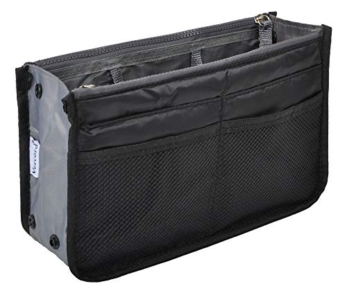 Vercord Purse Organizer Insert for Handbags Bag Organizers Inside Tote Pocketbook Women Nurse Nylon 13 Pockets Black Medium