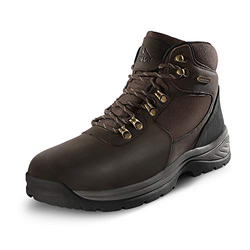 NORTIV 8 Men's Ankle Waterproof Hiking Boot Mid Leather Outdoor Work Boots Brown Size 9 M US Helix