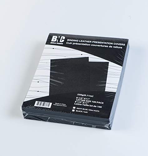 BNC Leather Texture Paper Presentation Covers Pack of 100, Black Color, Letter Size