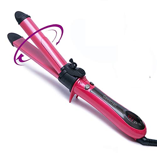 Curling Wand Gawervan Auto Rotating Curling Iron Hair Curler Flat Iron Instant Heat Ceramic Curling Iron with Adjustable Temp,Travel Storage Bag