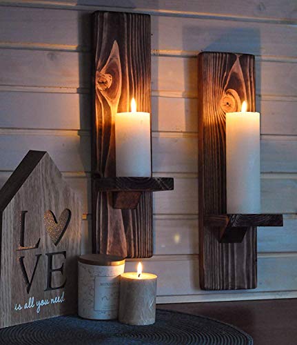 LocalBeavers Rustic Candleholders | Handmade Pillar Candle Sconce | Wallmounted Farmhouse Decor | Large Floating Shelves | Wall Mount Pillar Candle Sconce | Wallmount Ledge for Candles