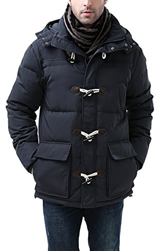 BGSD Men's Connor Hooded Waterproof Toggle Down Parka Coat Navy Medium