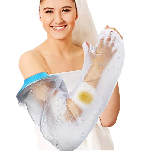 Waterproof Arm Cast Cover for Shower Adult Long Full Protector Cover Soft Comfortable Watertight Seal to Keep Wounds Dry Bath Bandage Broken Hand,Wrist,Finger,Elbow No Mark on Skin,Reusable