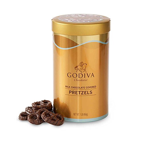 Godiva Chocolatier Assorted Milk Chocolate Covered Pretzels Gift Canister, 66-Pieces
