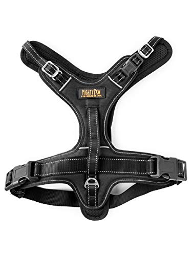 Mighty Paw Sport Harness 2.0, Padded Dog Harness, Adjustable Neck and Chest Straps with Reflective Stitching (Medium, Black)