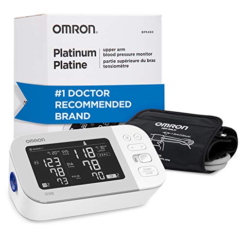 Omron Platinum Blood Pressure Monitor, Premium Upper Arm Cuff, Digital Bluetooth Blood Pressure Machine, Storesup To 200 Readings for Two Users (100 Readings Each)