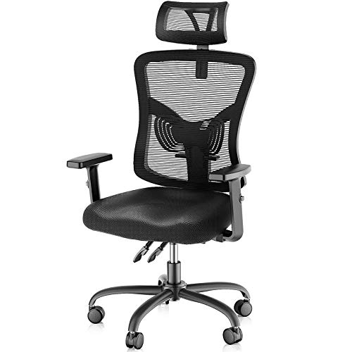 NOBLEWELL Ergonomic Office Chair High Back Mesh Computer Chair with Lumbar Support Adjustable Armrest, Backrest and Headrest,BIFMA Certified
