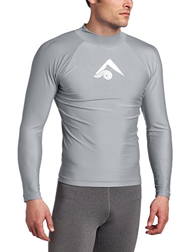 Kanu Surf Men's Long Sleeve Platinum UPF 50+ Rashguard, Grey, Large