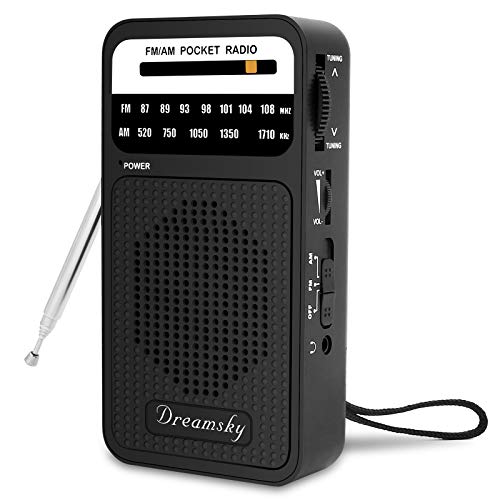 DreamSky Pocket Radios, Battery Operated AM FM Radio with Loud Speaker, Great Reception, Earphone Jack, Ideal Gifts for Elderly, Portable Transistor Radio for Walking, Camping