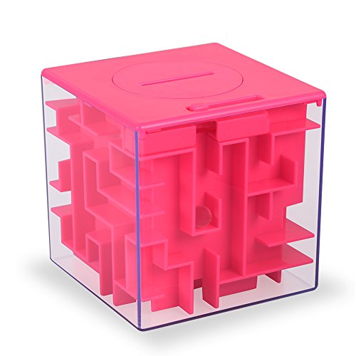 ThinkMax Money Maze Puzzle Box, Perfect Puzzle Money Holder and Brain Teasers for Kids and Adults (Pink)