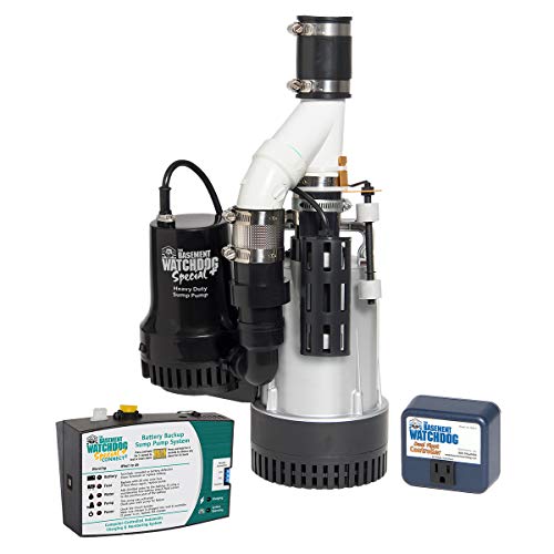 THE BASEMENT WATCHDOG Model BW4000 1/2 HP Combination Submersible Sump Pump with Cast Iron/Cast Aluminum Primary Sump Pump and Special CONNECT Battery Backup Sump Pump System