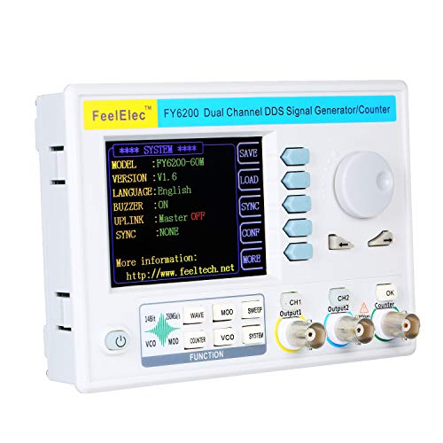 KKmoon FY6200-20M 20MHz Function Signal Generator 3.2' LCD Digital DDS Dual-channel Function/Arbitrary Waveform Generator Pulse Signal Source 250MSa/s Frequency Meter Function Source Generator