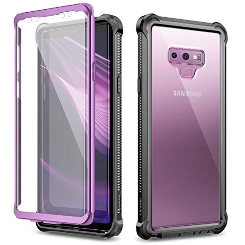 Dexnor Galaxy Note 9 Case with Screen Protector Clear Military Grade Rugged 360 Full Body Protective Shockproof Hard Back Cover Defender Heavy Duty Bumper Case for Samsung Note 9 Purple & Black