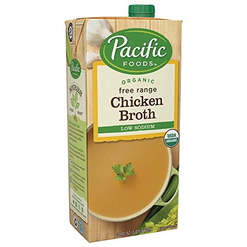 Pacific Foods Organic Free Range Chicken Broth, Low Sodium, 32oz, 12-pack Keto Friendly