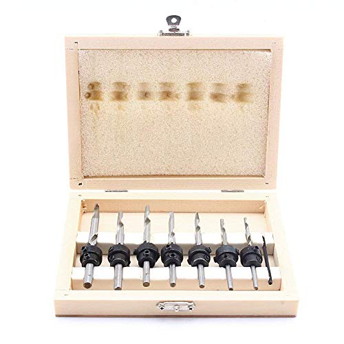 22PC Countersink Drill Bit Set W/Adjustable Depth Stop Collars Counterbore Drill Woodworkers Hole Cutter Screw Drill