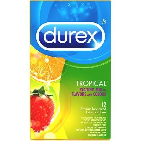 Durex Tropical Flavored Latex Condoms-12 Count