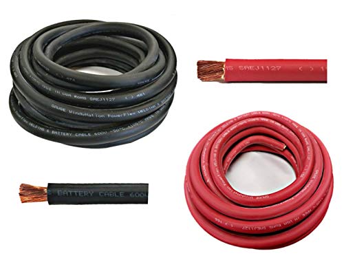 WNI 4 Gauge 10 Feet Black 10 Feet Red 4 AWG Ultra Flexible Welding Battery Copper Cable Wire - Made In The USA - Car, Inverter, RV, Solar