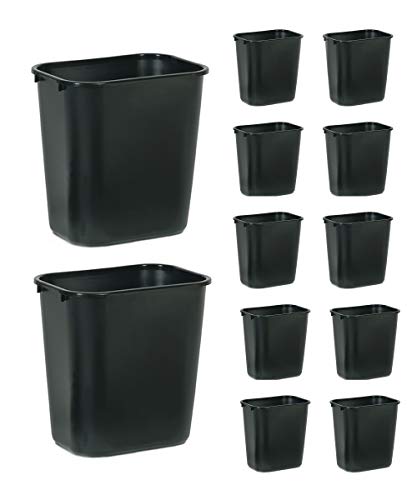 Rubbermaid Commercial Products Fg295600Bla Plastic Resin Deskside Wastebasket, 7 Gallon/28 Quart, Black (Pack Of 12)