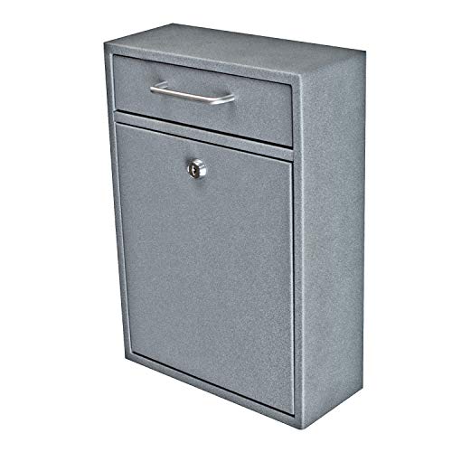 Mail Boss 7415 High Security Steel Locking Mailbox Comment Letter Deposit, Granite Wall Mounted Document Drop Box for Home and Office