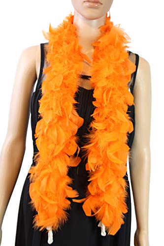 Over 10 Color 25 Gram, 4 Feet Long Chandelle Feather Boa, Kids Feather Boa, Great for Party, Wedding, Halloween Costume, Christmas Tree, Decoration (Orange)