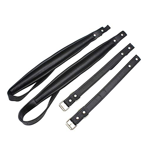 MUPOO Accordion Straps, Adjustable Leather Shoulder Straps for 16-120 Bass Accordions Musical Instrument Accessories, Black