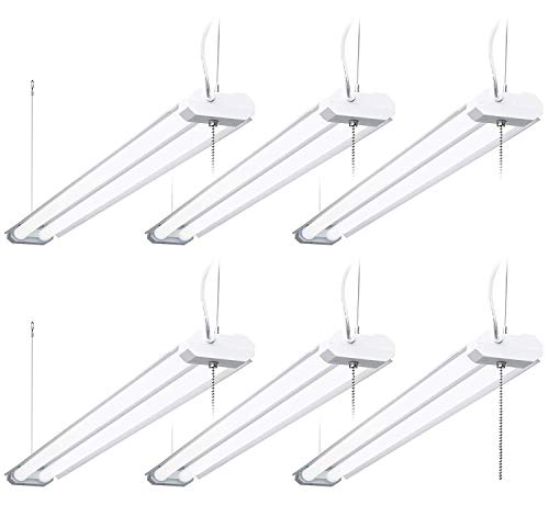 Hyperikon 4 Foot LED Linkable Shop Light, 40W=100W, Double Tube, Shop and Garage Lighting, Frost Cover, ETL, Crystal White, 6 Pack