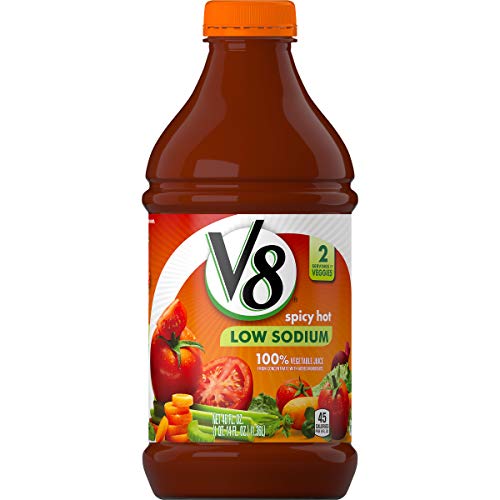 V8 Original Low Sodium Spicy Hot 100% Vegetable Juice, 46 Fl Oz (Pack of 6)