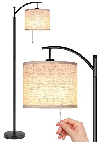 JOOFO Floor Lamp, Living Room Floor Lamps, Reading Standing Light with Hanging Lampshade, 9W LED Light Bulb and 3 Color Temperatures Floor Lamp for Living Room, Bedrooms, Office (Black)