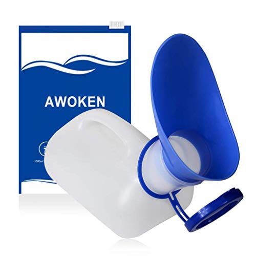 AWOKEN Unisex Potty Urinal for Car, Toliet Urinal for Men and Women, Bedpans Pee Bottle, With a Lid and Funnel, Plastic Can for Car, Old Man, Child and Diabetes for Camping Outdoor Travel