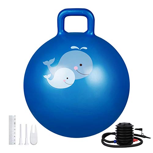 Trideer Kids Hopper Ball Multi-Function, Jump Ball, Bouncy Ball with Handles, Balance Ball and Ball Chair for Children Age 3-12, Air Pump Included (Royal Blue, M)