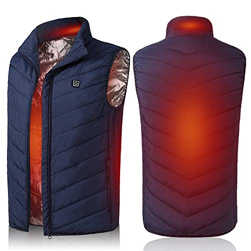 Lixada Electric Heated Vest Lightweight Winter Warm Waistcoat Heating Vest USB Charging Heated Coat Thermal Vest with Pocket for Walking Camping Ice Fishing Snowboarding Skiing