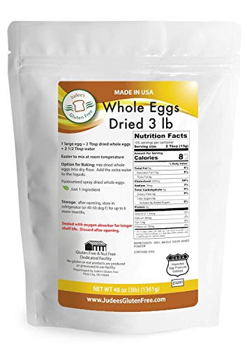 Judee's Whole Egg Powder (48 OZ - 3 lb) (Non GMO, Pasteurized, USA Made, 1 Ingredient, Produced from the Freshest of Eggs) (45 lb Bulk Size Available)