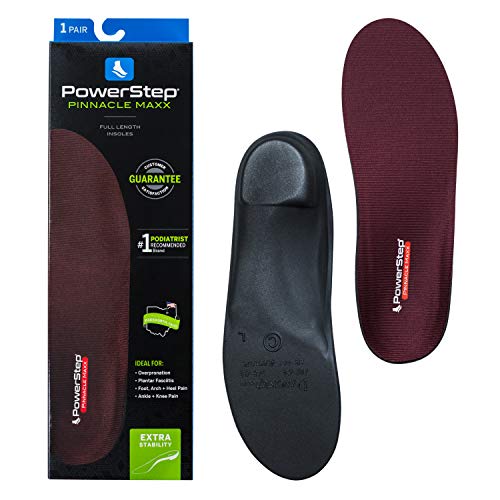 Powerstep unisex adult Pinnacle Maxx Orthotic Insole Shoe Inserts for Men and Women Workout Gear Home Workou, Maroon, Men s 11 - 11.5 Women 13 13.5 M US
