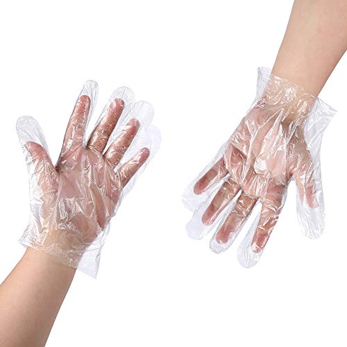 100 PCS Disposable Clear Plastic Gloves,Disposable Polyethylene Work Gloves Industrial Clear Vinyl Glovesfor Cooking,Cleaning,Food Handling