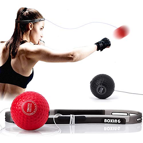 TEKXYZ Boxing Reflex Ball, 2/3 Different Levels Boxing Ball with Headband, Softer Than Tennis Ball, Perfect for Reaction, Agility, Punching Speed, Fight Skill and Hand Eye Coordination Training