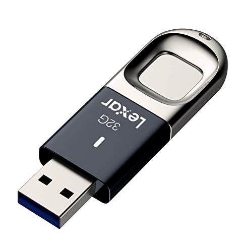 Lexar LJDF35-32GBNL Jumpdrive Fingerprint F35 32 GB USB 3.0 Flash Drive, Black/Silver