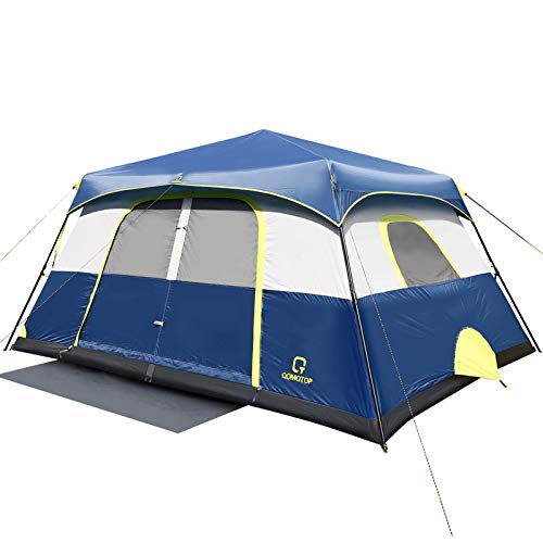 OT QOMOTOP Tents, 10 Person 60 Seconds Set Up Camping Tent, Waterproof Pop Up Tent with Top Rainfly, Instant Cabin Tent, Advanced Venting Design, Provide Gate Mat