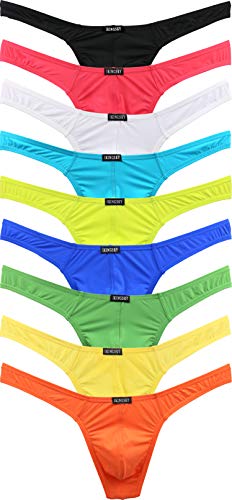 iKingsky Men's Thong Underwear Sexy Low Rise T-Back Under Panties (Medium, 9 Pack)