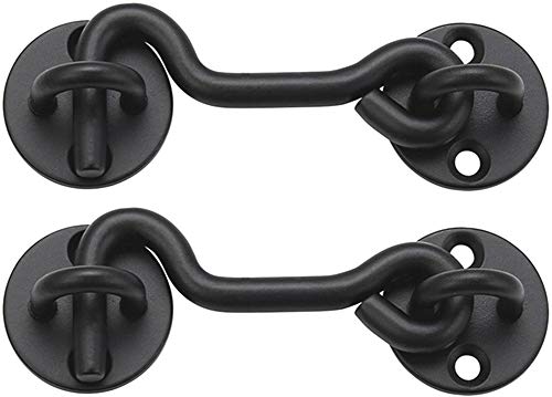 Raswik (2 Pack) 4' Privacy Hook and Eye Latch for Sliding Barn Door, Black