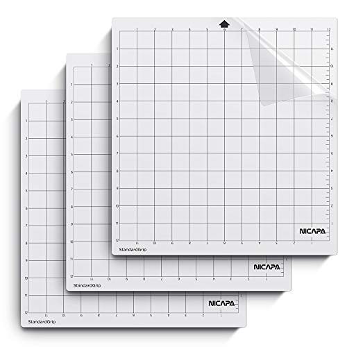 Nicapa StandardGrip Cutting Mat for Silhouette Cameo 4/3/2/1 (12x12 inch,3 Mats) Standard Adhesive Sticky Quilting Cricket Cut Mats Replacement Accessories for Silhouette Cameo